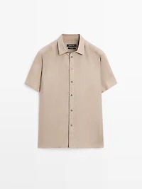 Regular fit short sleeve linen shirt