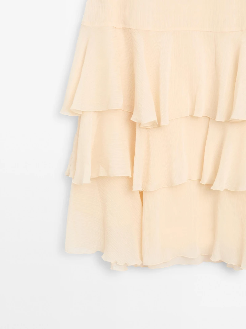 Long ruffled skirt with sash