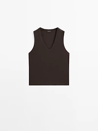 Mercerised cotton V-neck T-shirt