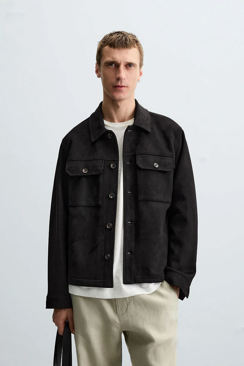 FAUX SUEDE OVERSHIRT