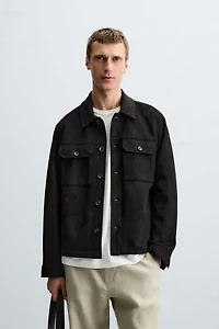 FAUX SUEDE OVERSHIRT