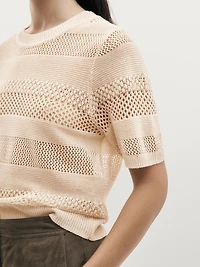 Short sleeve cutwork top