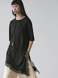 Dress with contrast lace detail