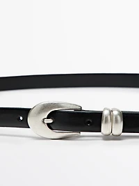 Nappa leather belt with oval buckle
