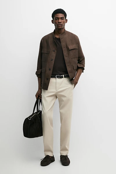 Cotton-blend slim fit pants