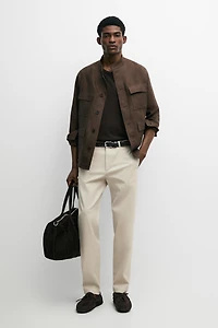 Cotton-blend slim fit pants