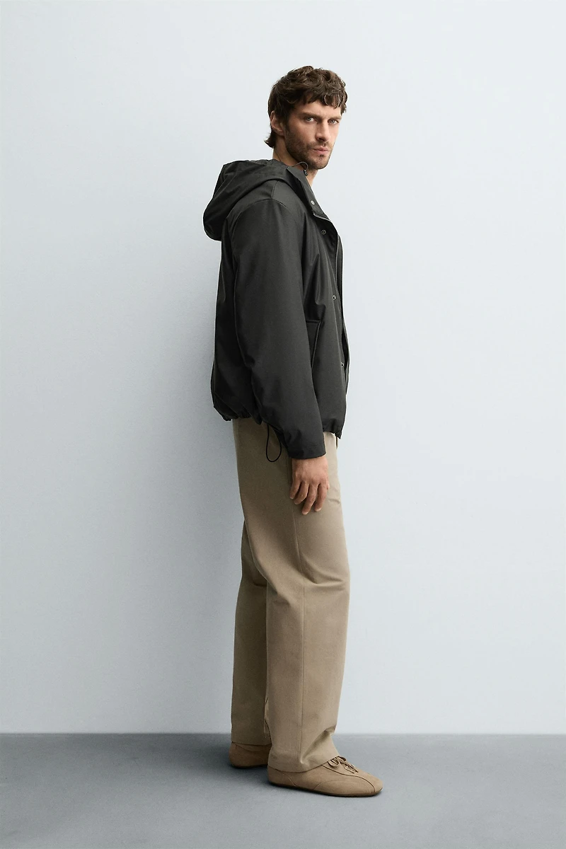 RUBBERIZED EFFECT PARKA WITH HOODIE
