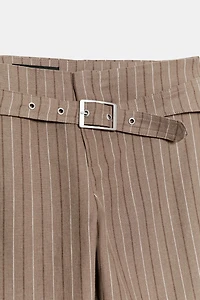 FLARE STRIPED PANTS WITH BUCKLE