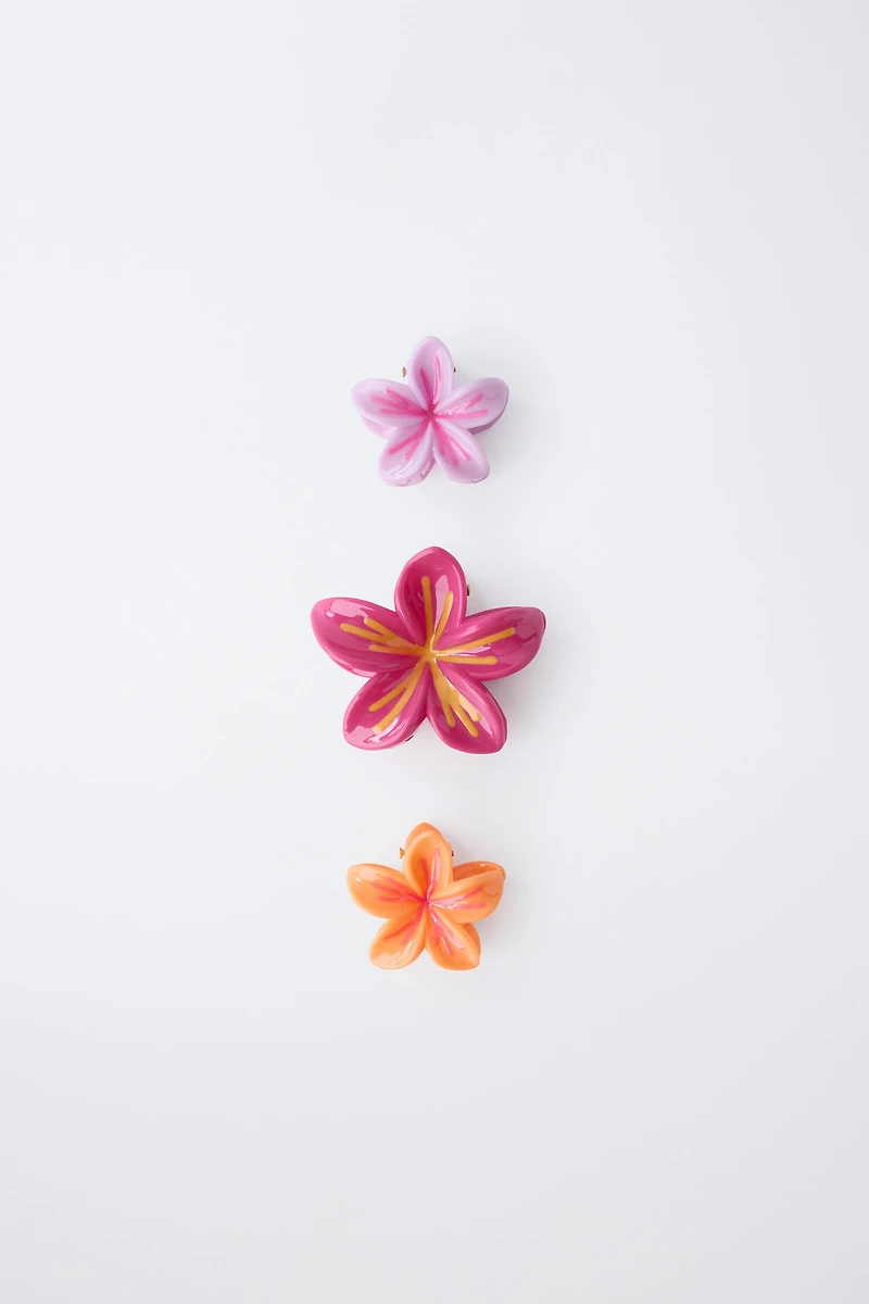 LOT DE TROIS PINCES FLEURS HIBISCUS