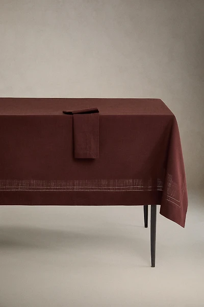 HEMSTITCHED COTTON TABLECLOTH