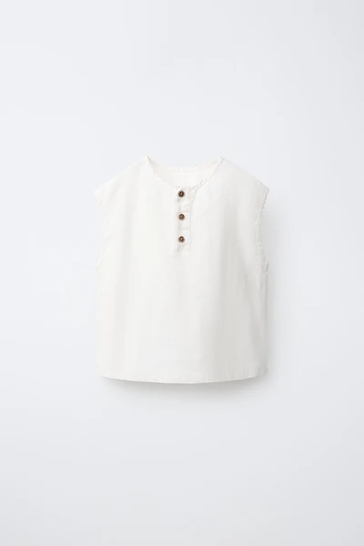 100% LINEN SLEEVELESS SHIRT