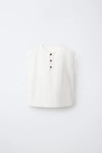 100% LINEN SLEEVELESS SHIRT