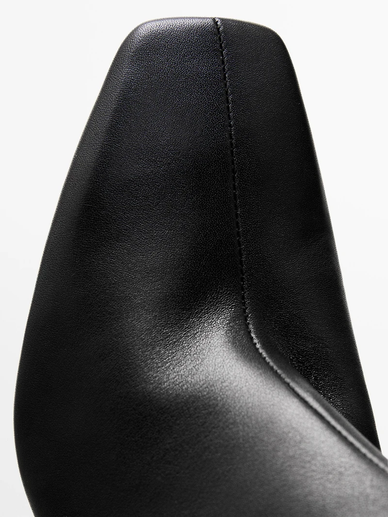 Leather stiletto heel boots