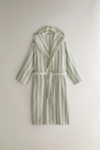 STRIPED HOODED BATHROBE