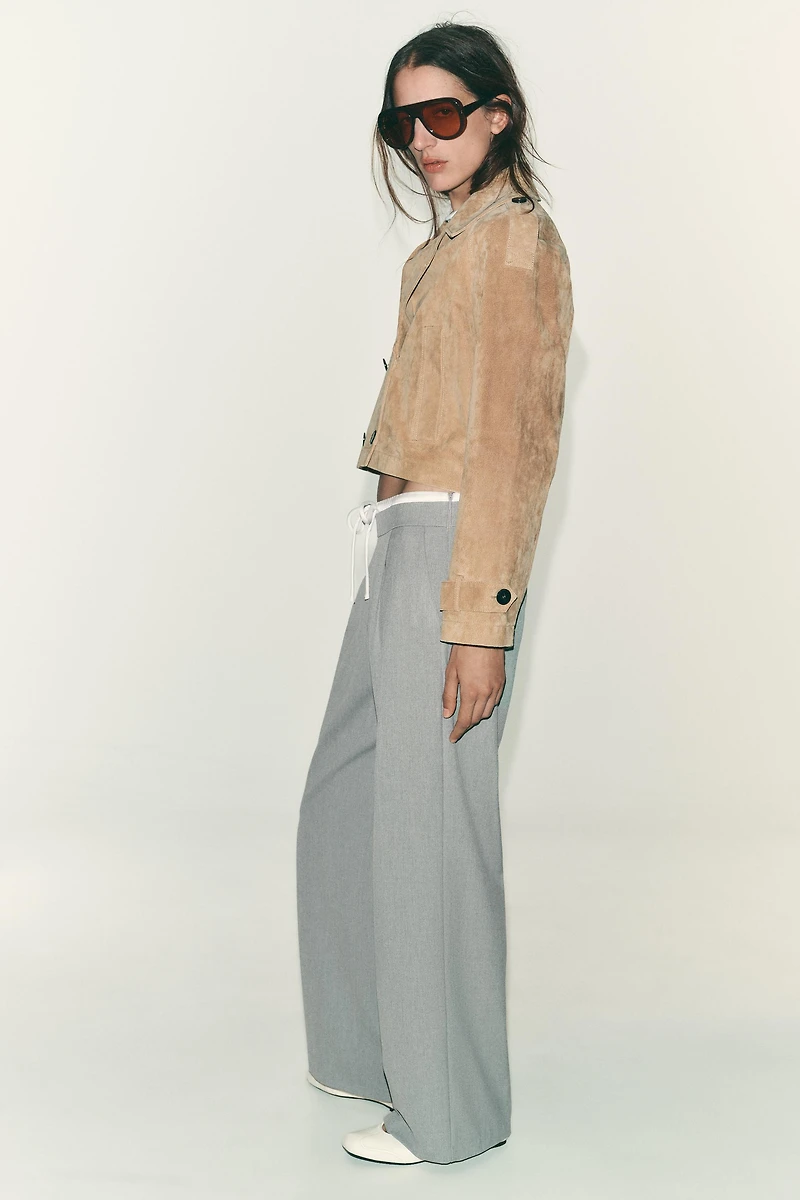 PANTALON LARGE À TAILLE DOUBLE