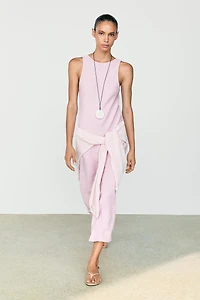 Flowing linen-blend midi dress