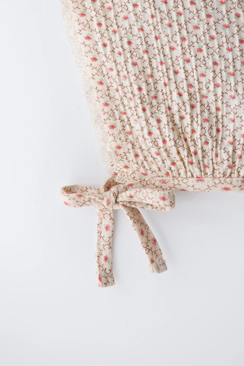 CAPOTE GAZE DE COTTON FLEURS ET DENTELLE