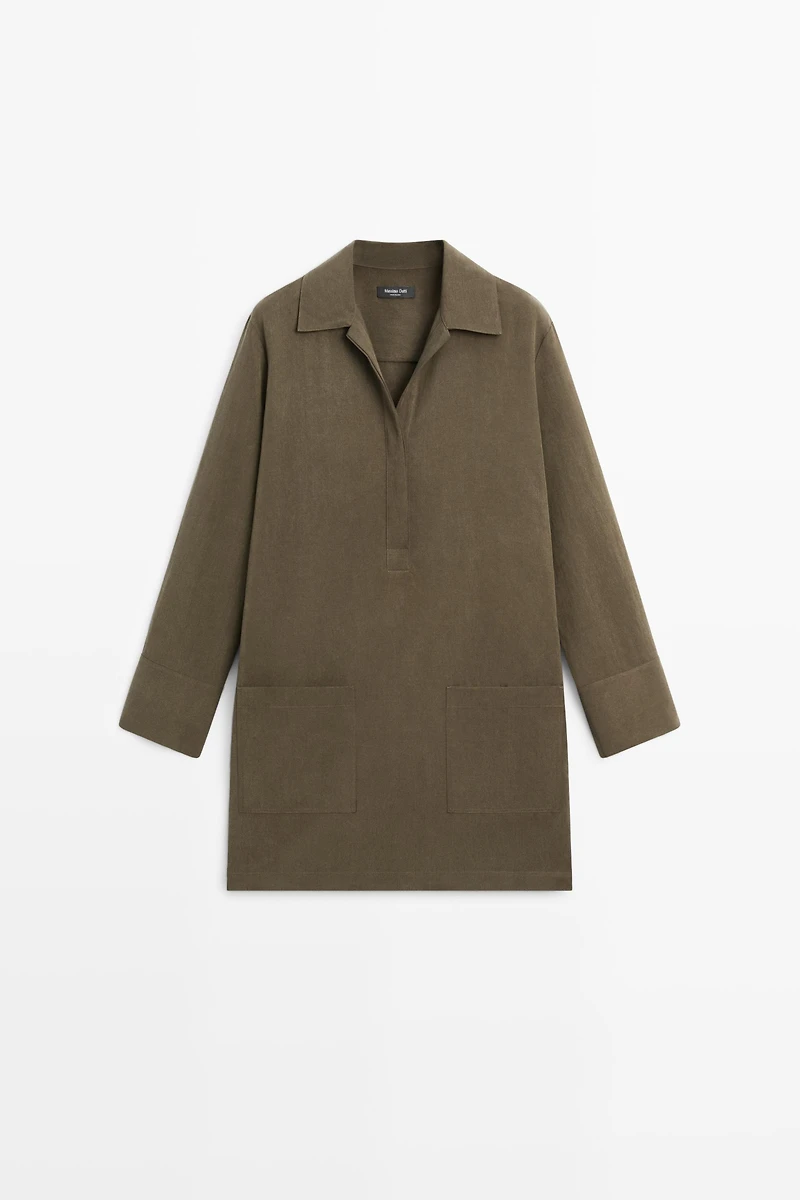 Short shirt dress with pocket detail