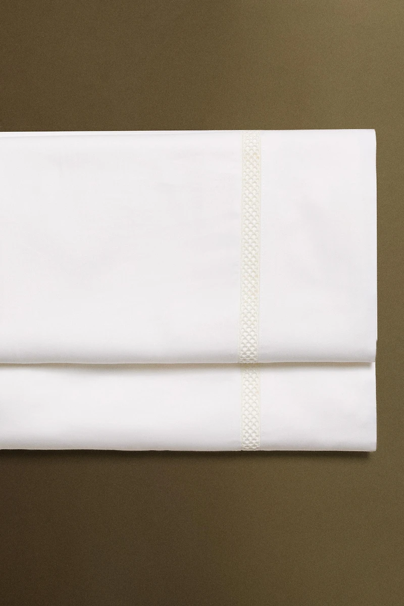 SATEEN FLAT SHEET WITH HEMSTITCHING EMBROIDERY
