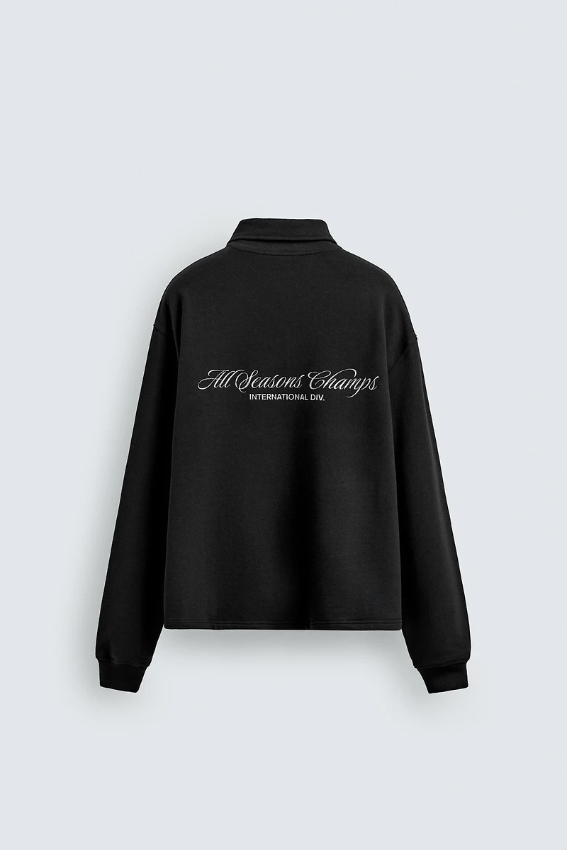 SWEAT COL ZIPPÉ INSCRIPTIONS