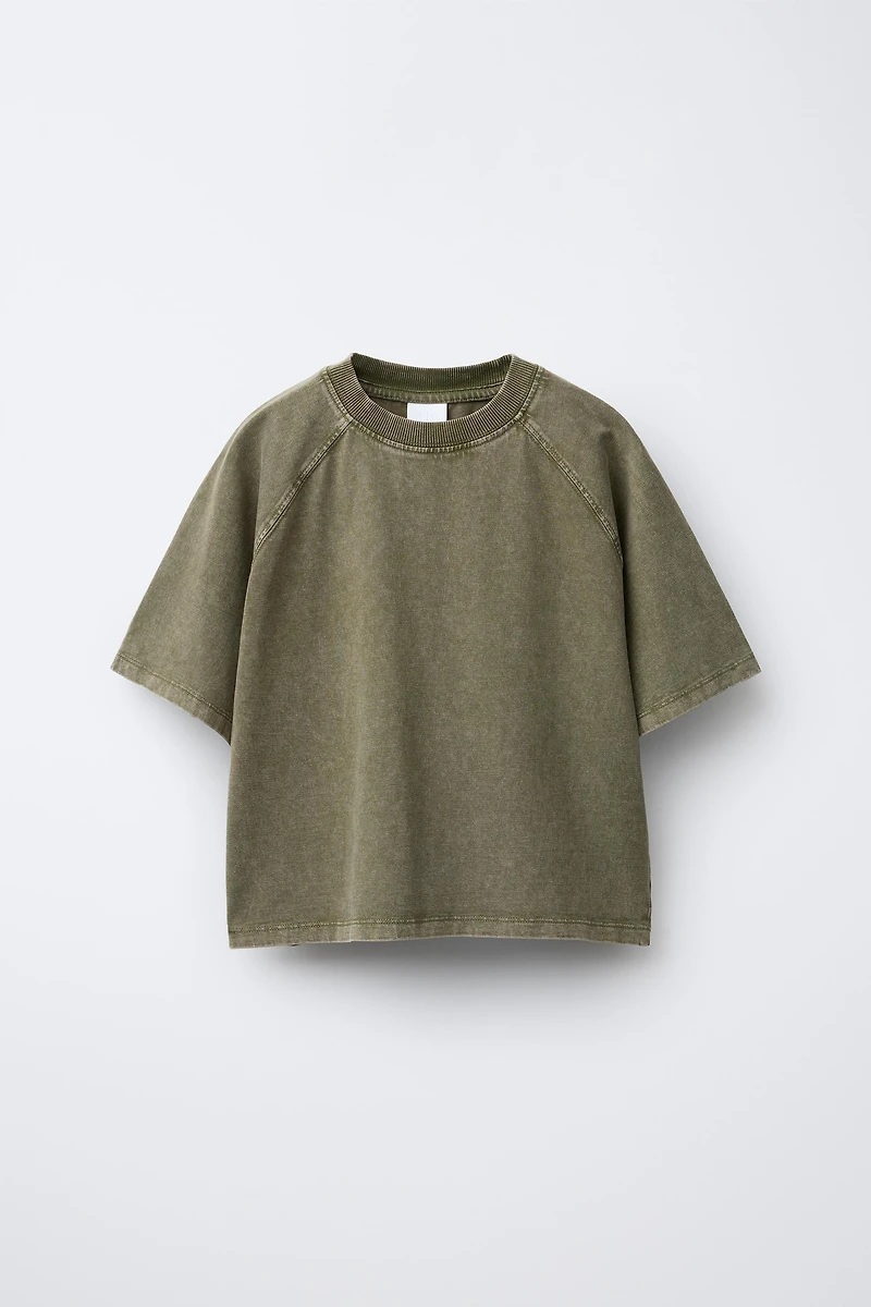 HEAVY WEIGHT T-SHIRT AND WASHED EFFECT RIB FLARE LEGGINGS SET