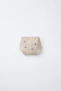 FLORAL EMBROIDERY KNIT BOTTOMS