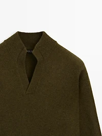 Pull en maille à col mock V