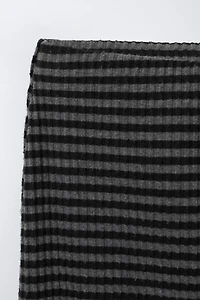 STRIPED TEXTURED MIDI SKIRT