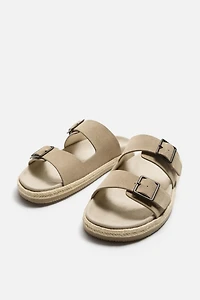 DOUBLE STRAP LEATHER SANDALS
