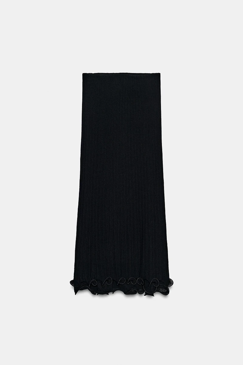 DOUBLE-LAYER KNIT MIDI SKIRT