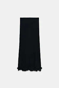DOUBLE-LAYER KNIT MIDI SKIRT