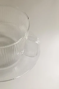 BOROSILICATE GLASS TEACUP AND SAUCER