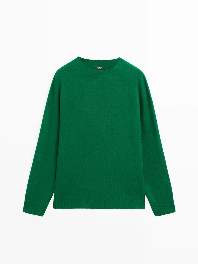 Wool blend crew neck sweater