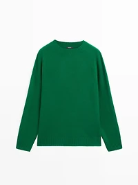 Wool blend crew neck sweater