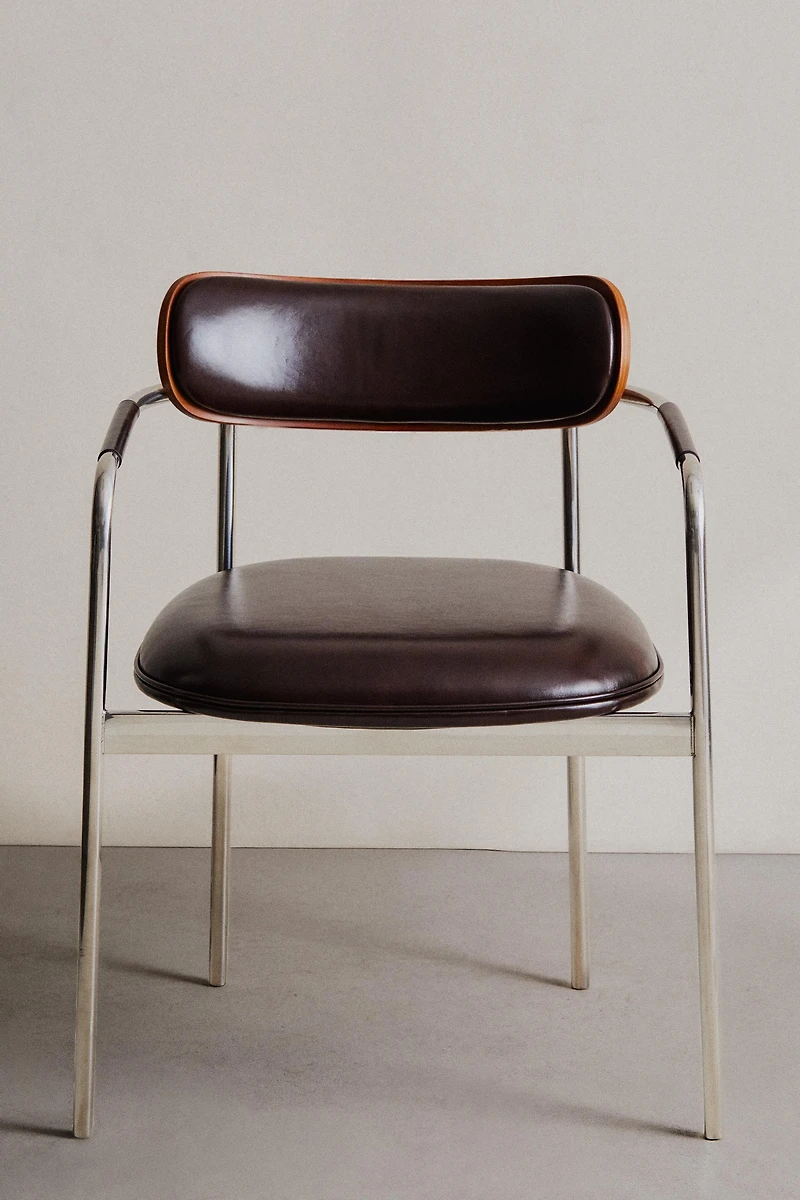 LEATHER AND STAINLESS STEEL CHAIR