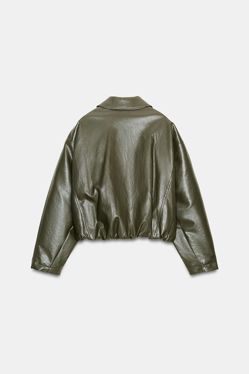 FAUX LEATHER BOMBER JACKET