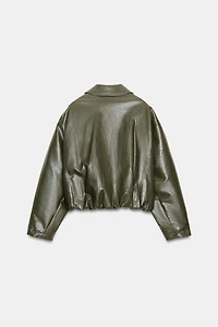 FAUX LEATHER BOMBER JACKET