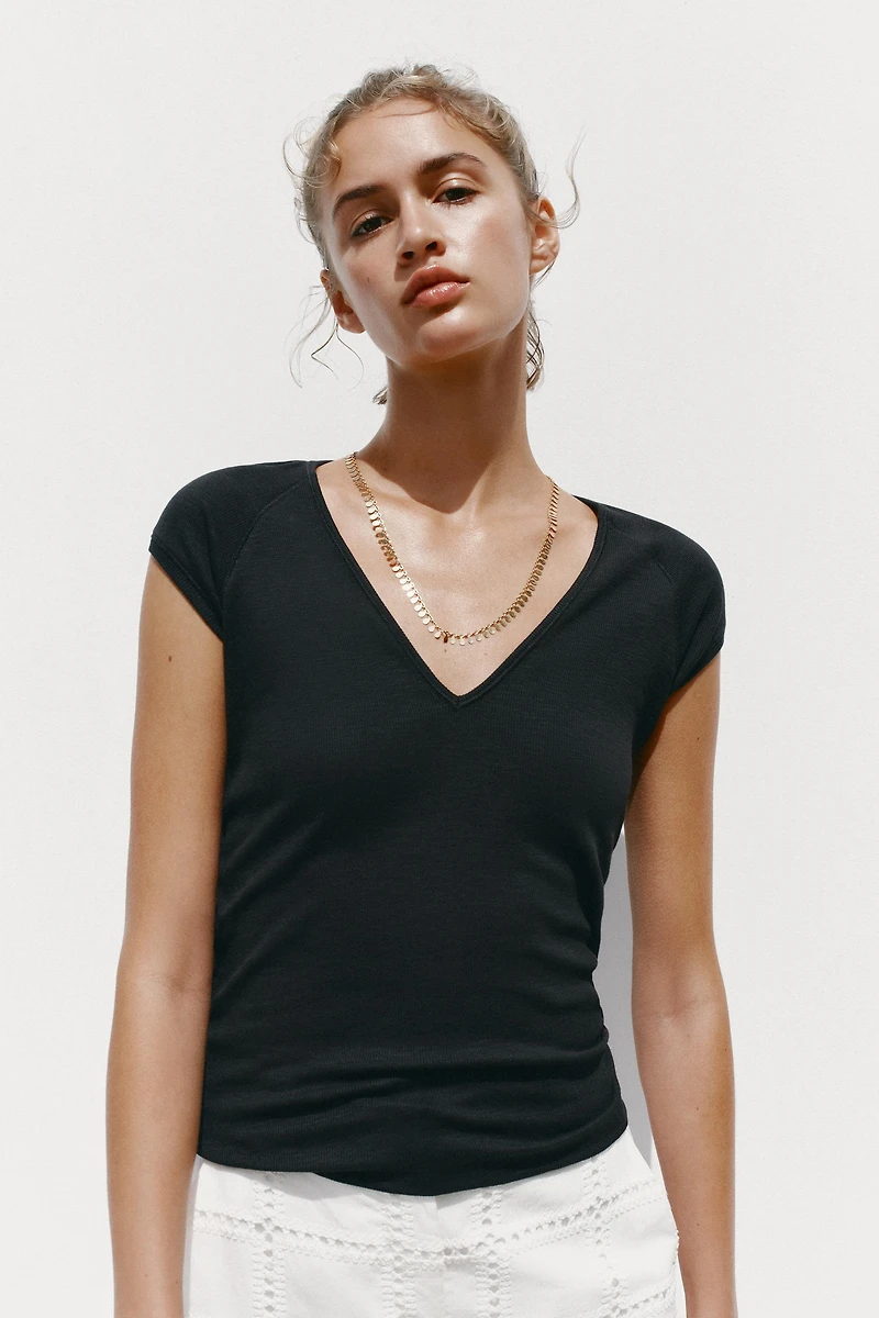 RIB V-NECK T-SHIRT