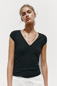 RIB V-NECK T-SHIRT