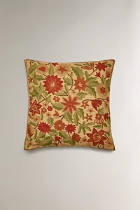 HOUSSE DE COUSSIN BRODERIE FLORALE