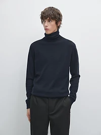 Pull à col montant en maille de laine mélangée