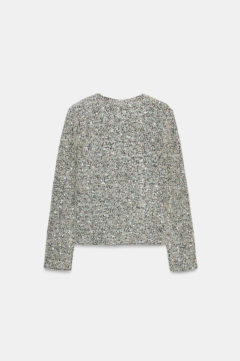 PULL À PAILLETTES MANCHES LONGUES