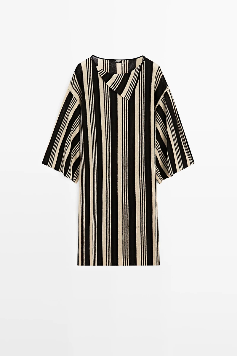 Striped knit kaftan sweater