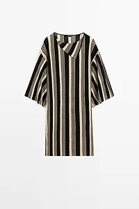Striped knit kaftan sweater