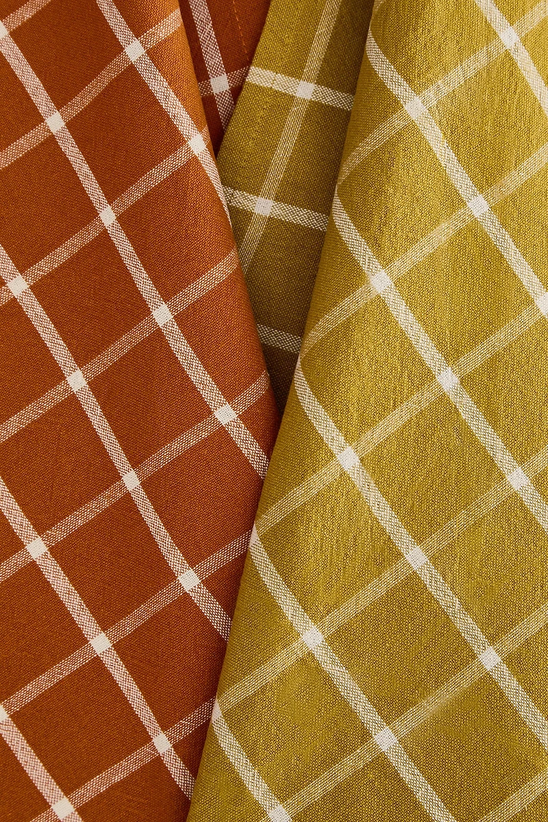 SET OF REGULAR CHECK COTTON KITCHEN TOWELS (SET OF 2)