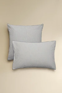 STRIPED SEERSUCKER PILLOWCASE WITH PIPING