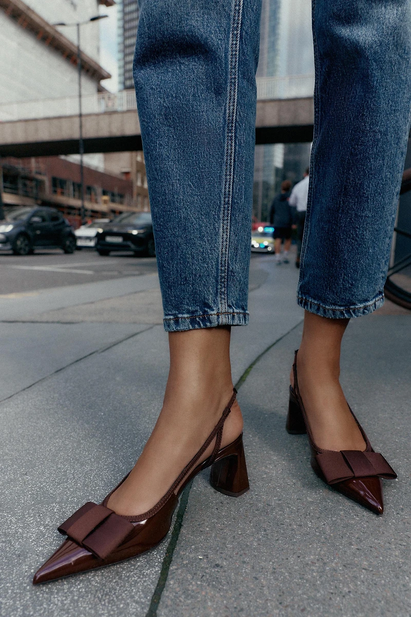 SLINGBACK HEELED SHOES WITH BOW