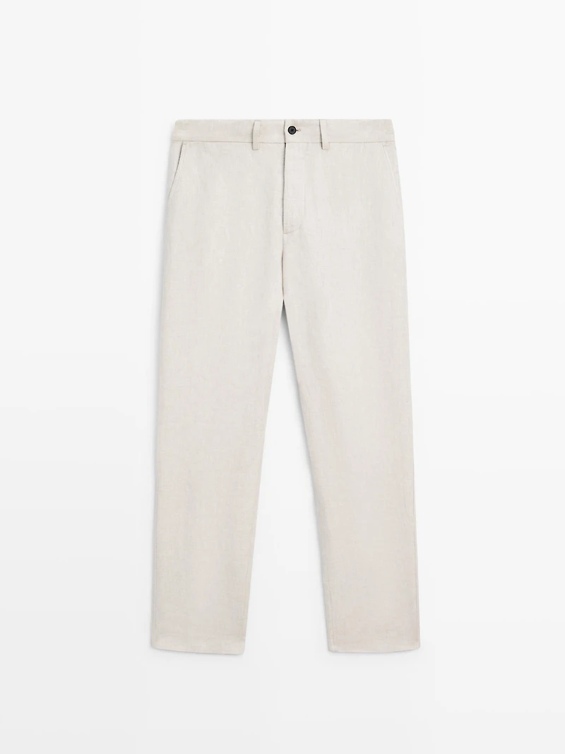 Pantalon léger à chevrons en lin