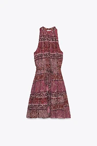PATCHWORK PRINT MINI DRESS WITH BELT