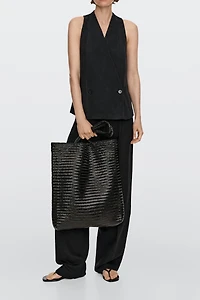 Large woven nappa leather tote bag